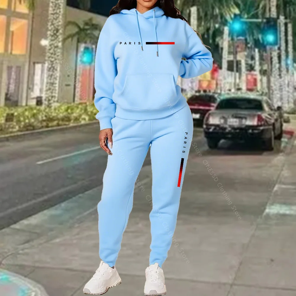 새로운 여성용 세트: 후드티와 바지, 파리 로고 프린트 - Winter Clothing For Women 리뷰 및 가격